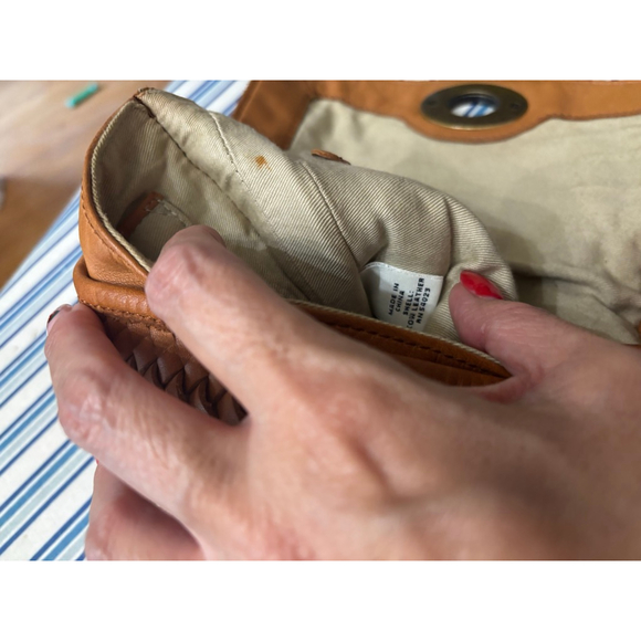 Banana Republic Brown Leather Woven Chain Shoulder Bag - Picture 7 of 8